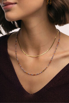 Singularu Collar Doble Crystals Lisse Acero Ba&ntilde;o Oro