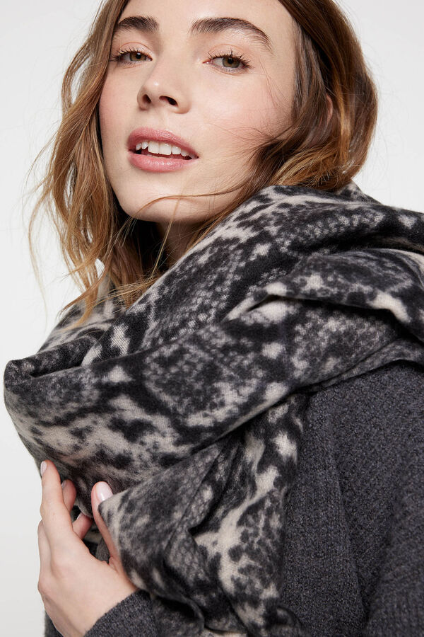 Pieces Bufanda larga con estampado print beige