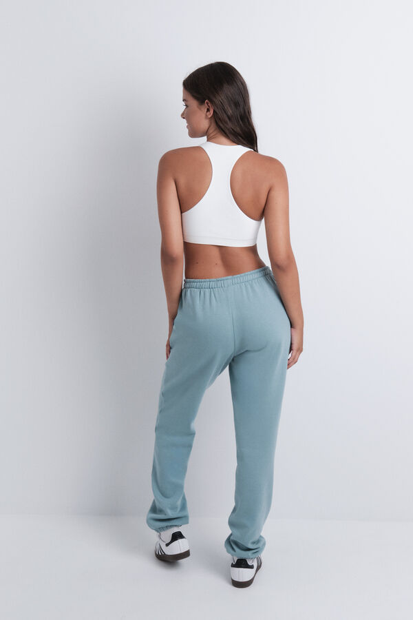 HI&BYE Zelene pamučne pli&scaron;ane jogger pantalone Zelena