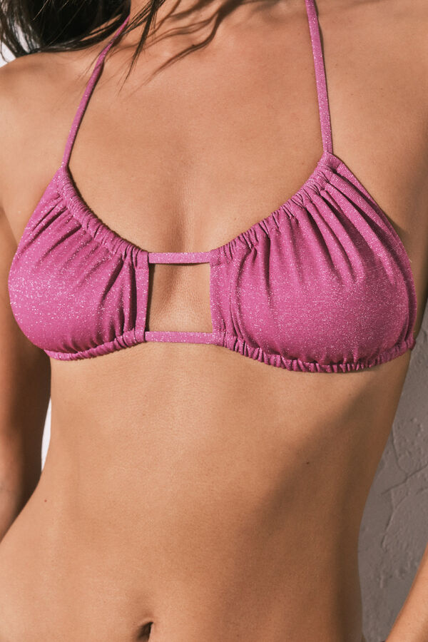 Women'secret Roze svetlucavi nabrani gornji deo bikinija Roze