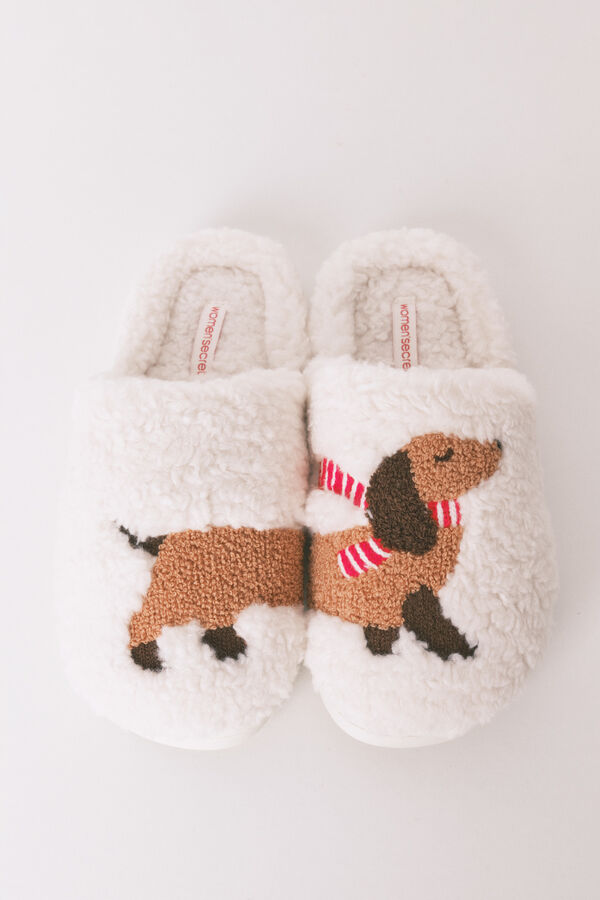 Women'secret Sobne papuče od imitacije ovčije kože Bež