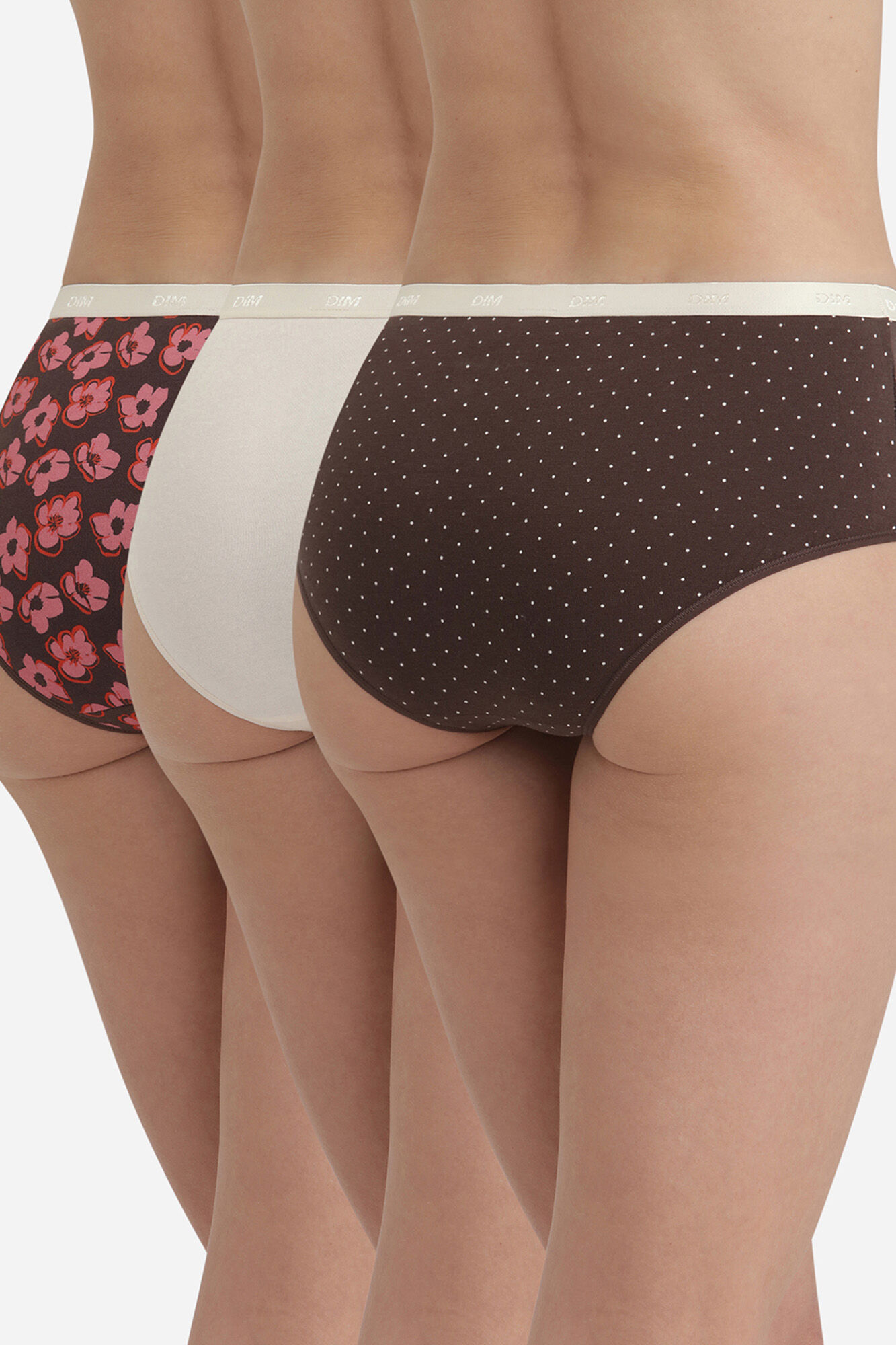DIM Pack de 3 bragas culotte de algod&oacute;n el&aacute;stico con estampados