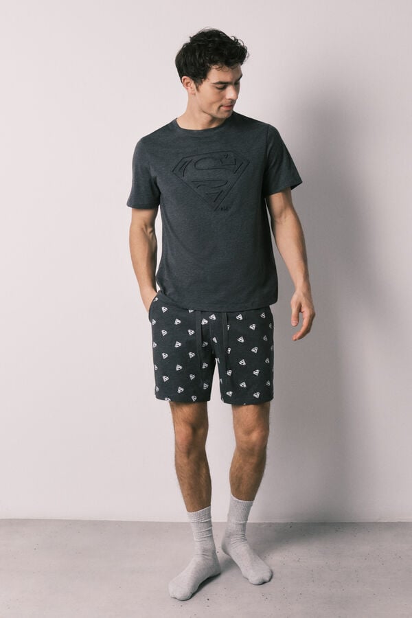 Women'secret Pamučna mu&scaron;ka kratka pidžama Superman Siva