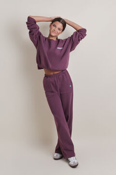 HI&BYE Pantal&oacute;n flare felpa algod&oacute;n vino