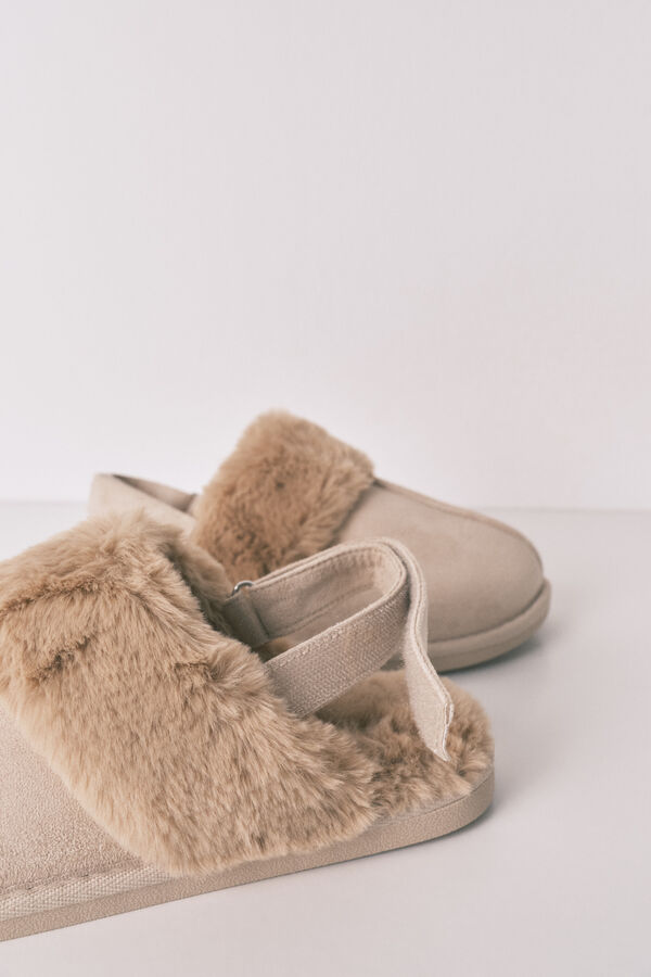 Women'secret Sobne papuče od  krzna kamel boje Bež