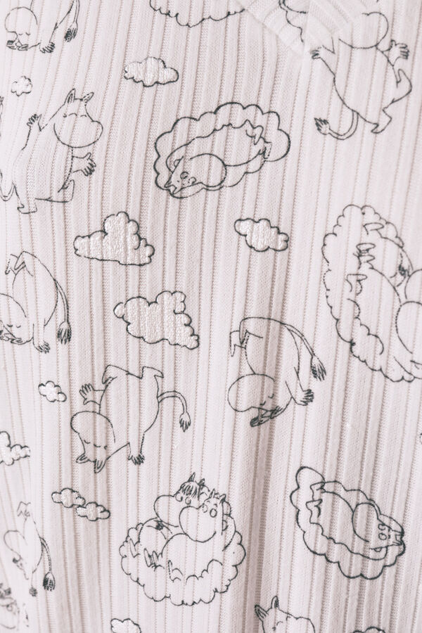 Women'secret Bela mekana rebrasta Moomin dezenirana duga pidžama Print