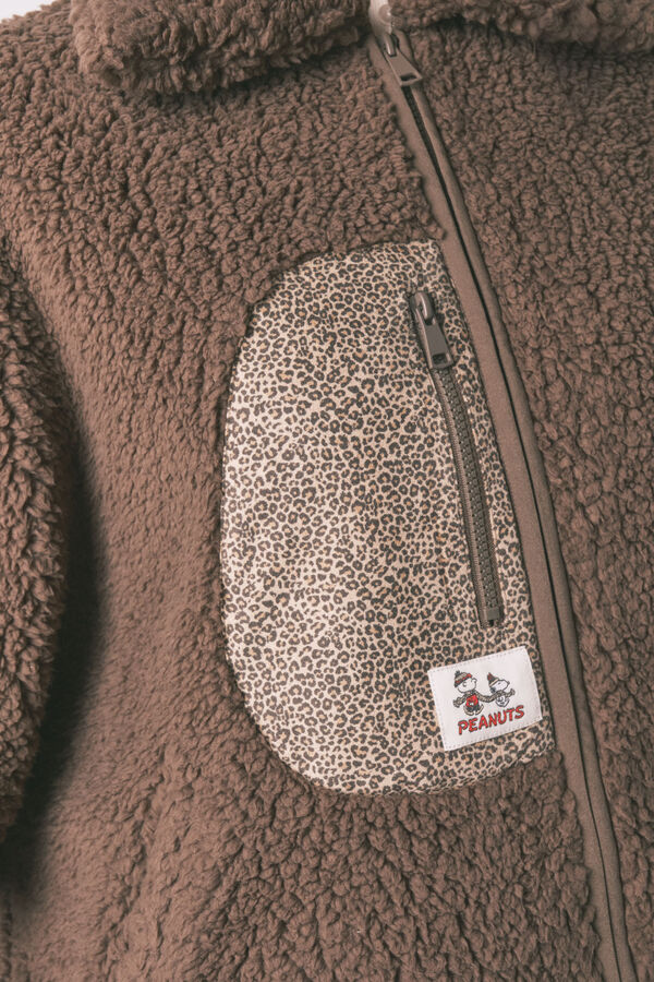 Women'secret Pončo kratki kućni ogrtač od ovčije kože sa pončom i Snupijem Braon