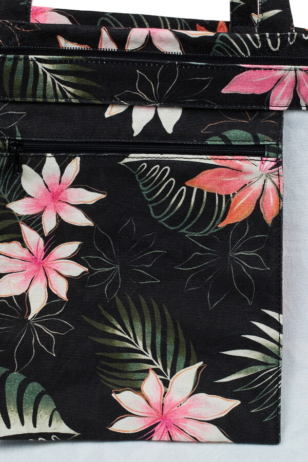 Roxy Bolsa tela grande flores tropical gris