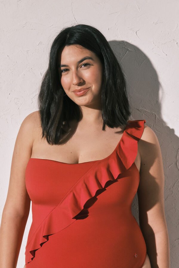 Women'secret Narandžasti kupaći kostim za oblikovanje sa asimetričnim karnerom Narandžasta