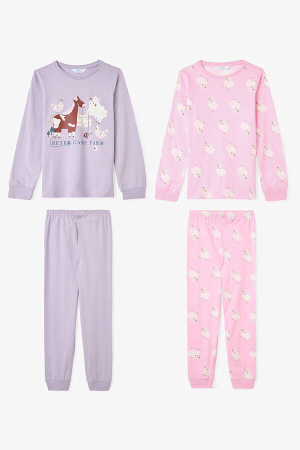 Penti Pack de 2 pijamas de algodón de juego de yoyó para niñas estampado