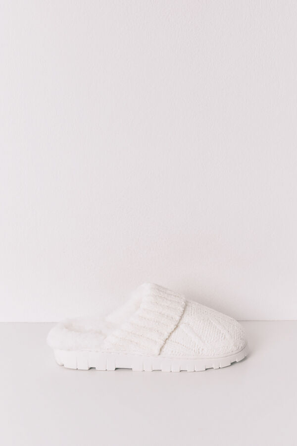Women'secret Bele sobne papuče od pleten Bež