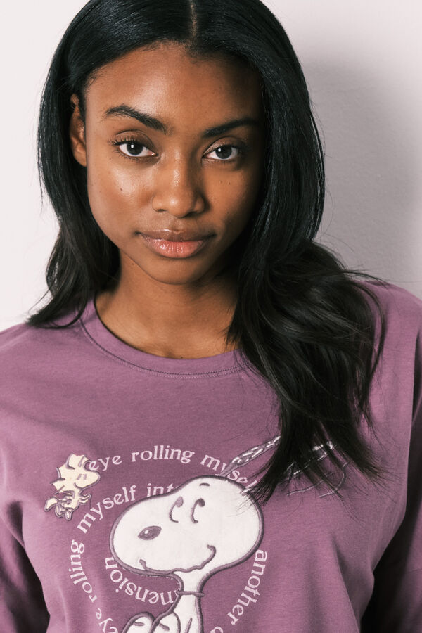 Women'secret Ljubičasta pamučna duga pidžama Snoopy Ljubičasta