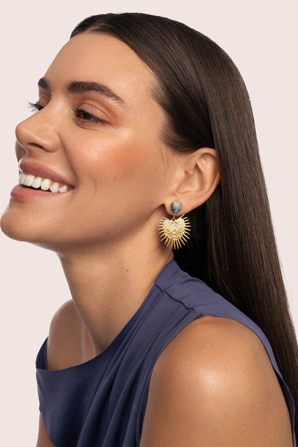 Singularu Pendientes Catalina Acero Ba&ntilde;o Oro amarillo