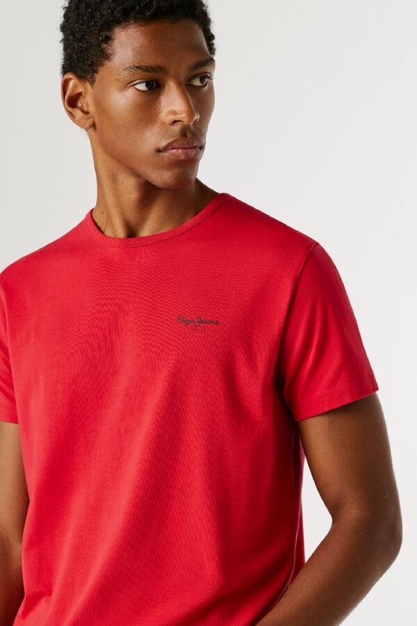 Pepe Jeans Camiseta b&aacute;sica manga corta logo rojo