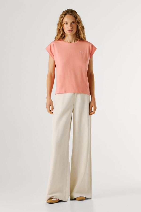 Pepe Jeans Majica kratkih rukava sa okruglom kragnom Koralna