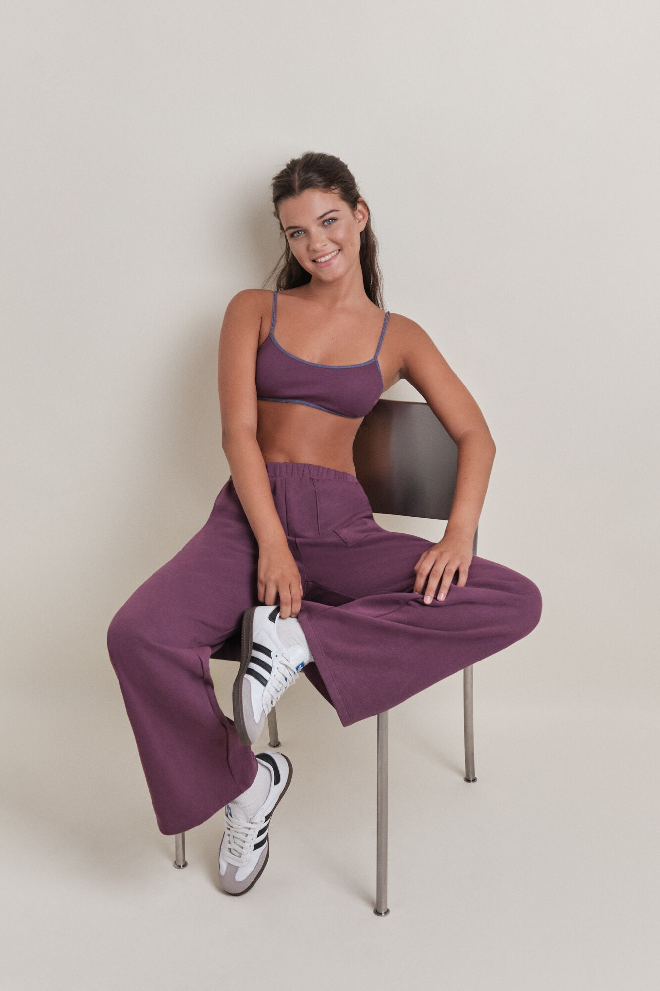 HI&BYE Bordo pamučni top grudnjak sa odvojivim korpe