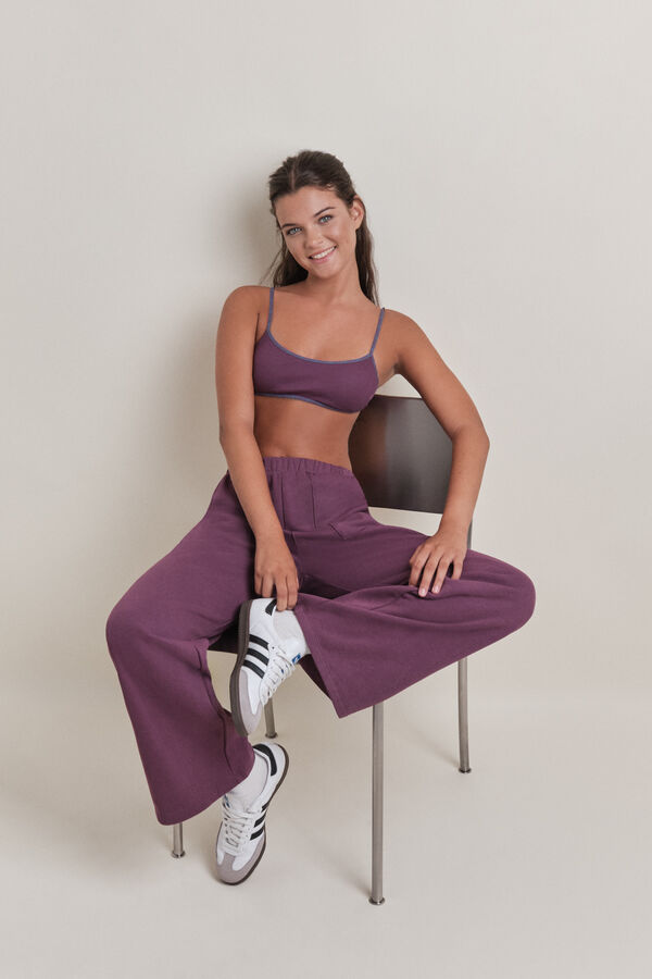 HI&BYE Top de soutien de algod&atilde;o bord&ocirc; com copas remov&iacute;veis vermelho