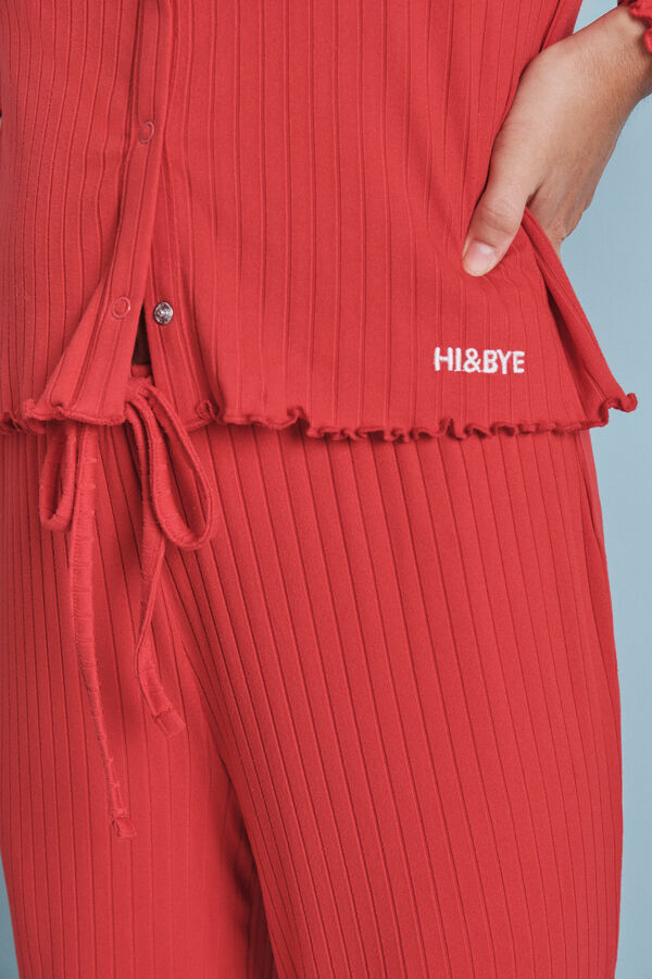 HI&BYE Duga crvena pidžama od rebraste tkanine Crvena