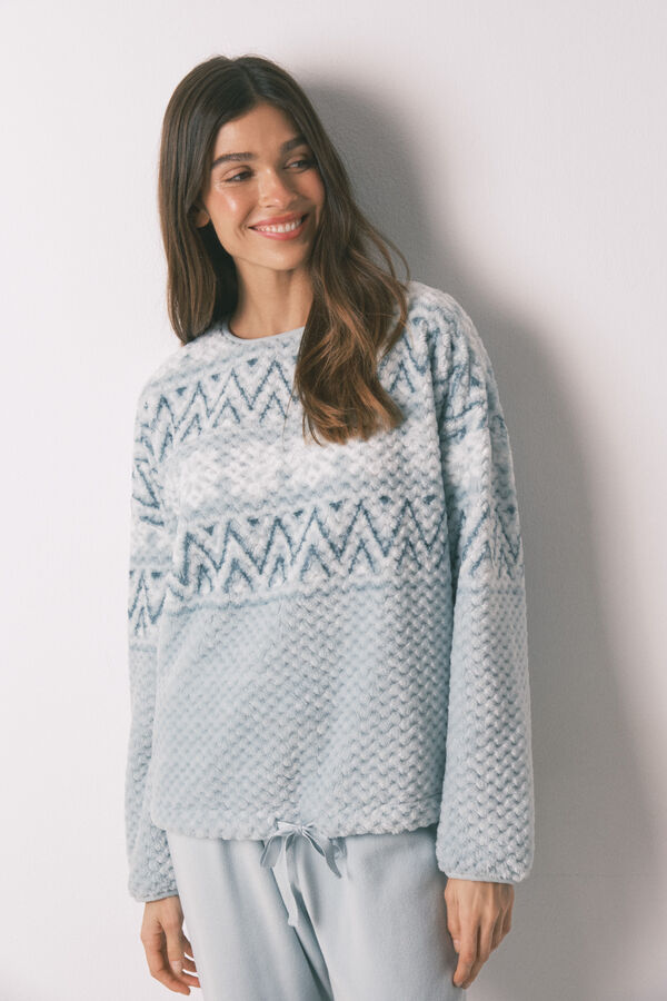 Women'secret Long green fleece border print pyjamas Print