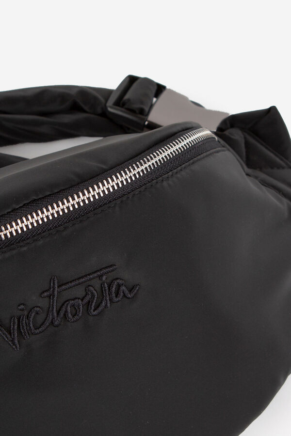 Victoria Victoria Things Metallic Nylon bum bag Pack Bag with Exterior embroidered black