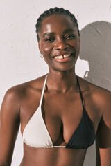 Women'secret Crno-beli trouglasti color block gornji deo bikinija Crna