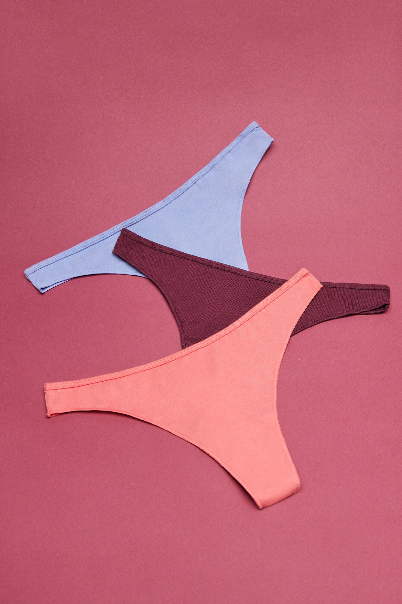 3-pack multicoloured tangas: pink, lilac, burgundy | Panties | SPF