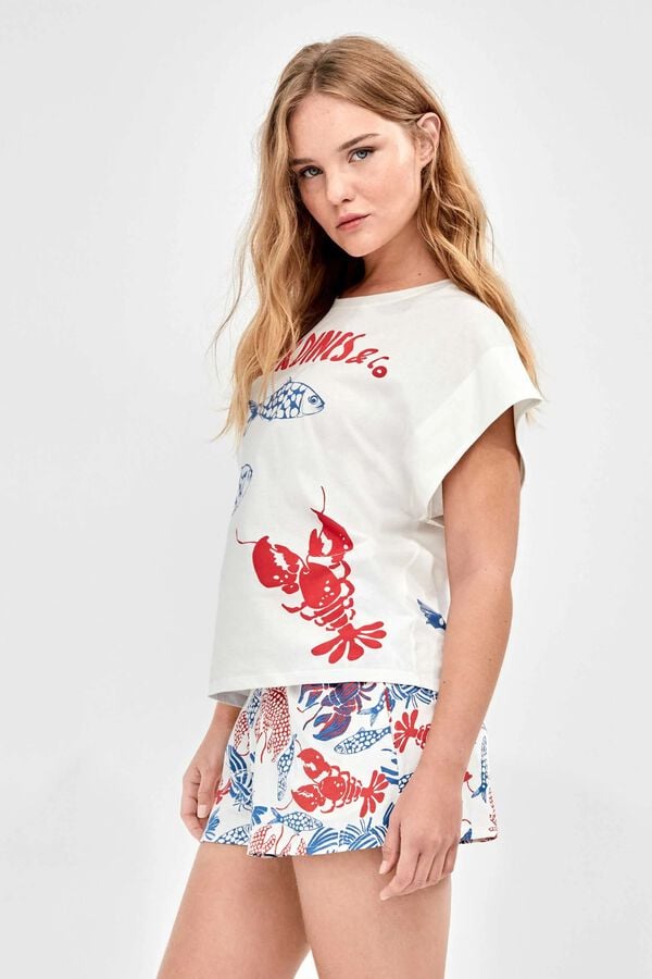 Gisela Pijama estampado marino blanco