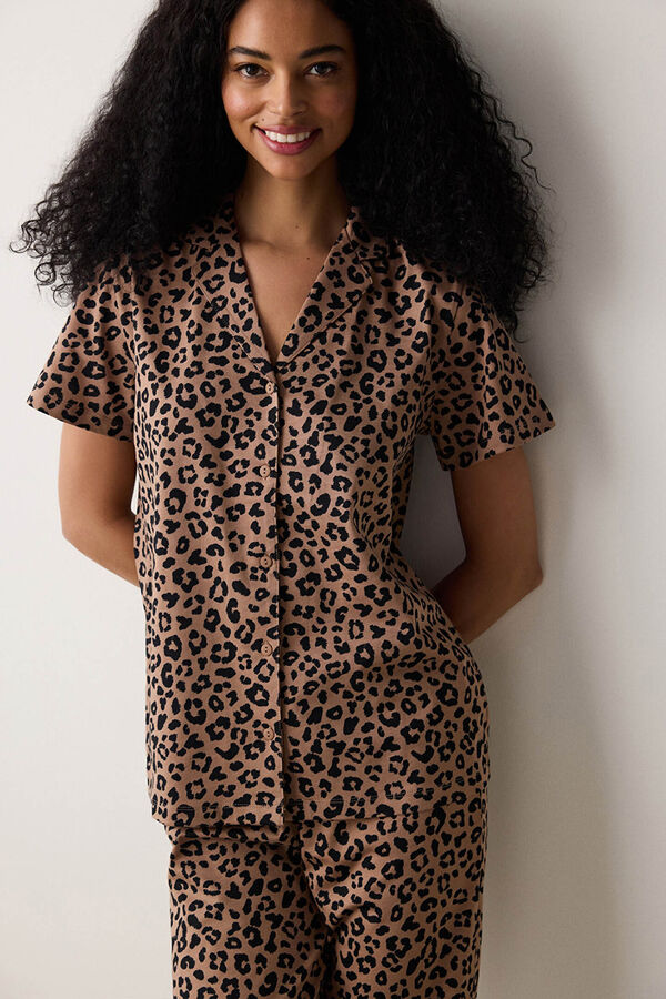 Penti Long leopard classic pyjamas set Roze