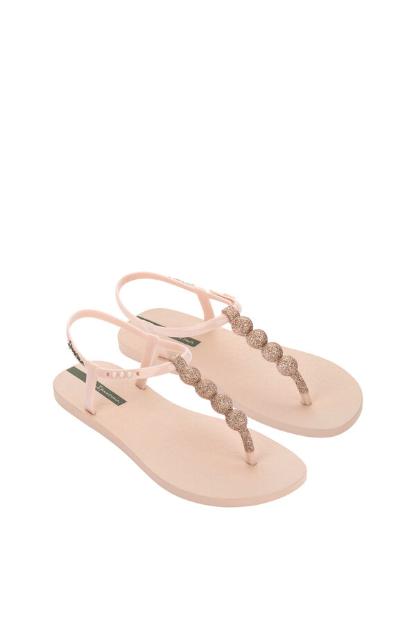 Ipanema Sandalia con tira en T y brillo beige