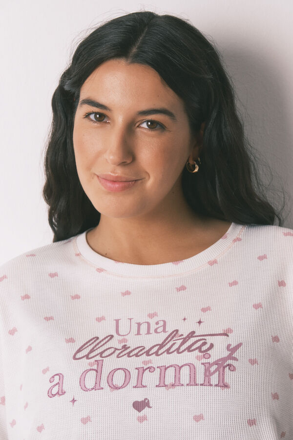 Women'secret Waffle fabric long pyjamas white