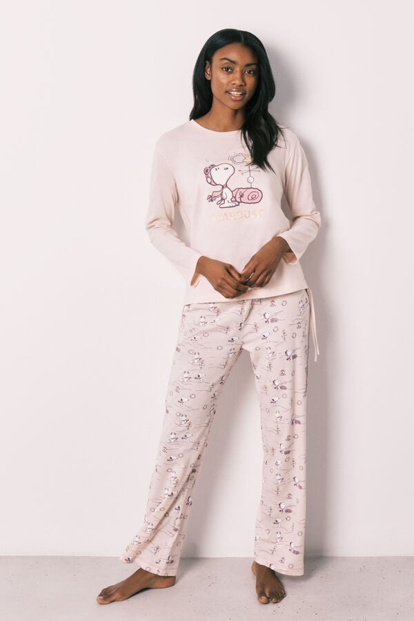 Women'secret Roze pamučna duga pidžama Snoopy Roze