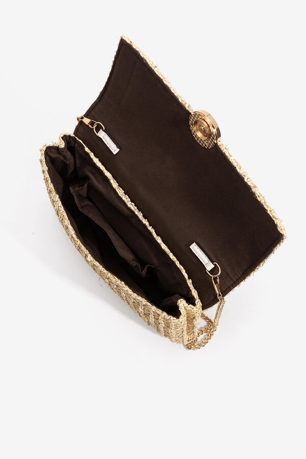 Vilanova Clutch de fiesta de cord&oacute;n met&aacute;lico nude