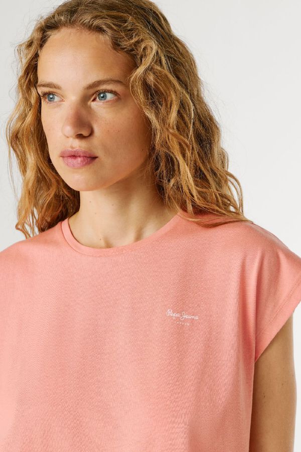 Pepe Jeans Majica kratkih rukava sa okruglom kragnom Koralna