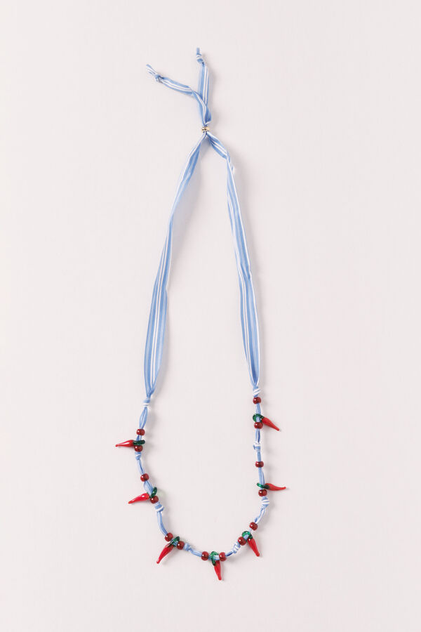 Women'secret Ogrlica od tkanine sa chili perlama Narandžasta