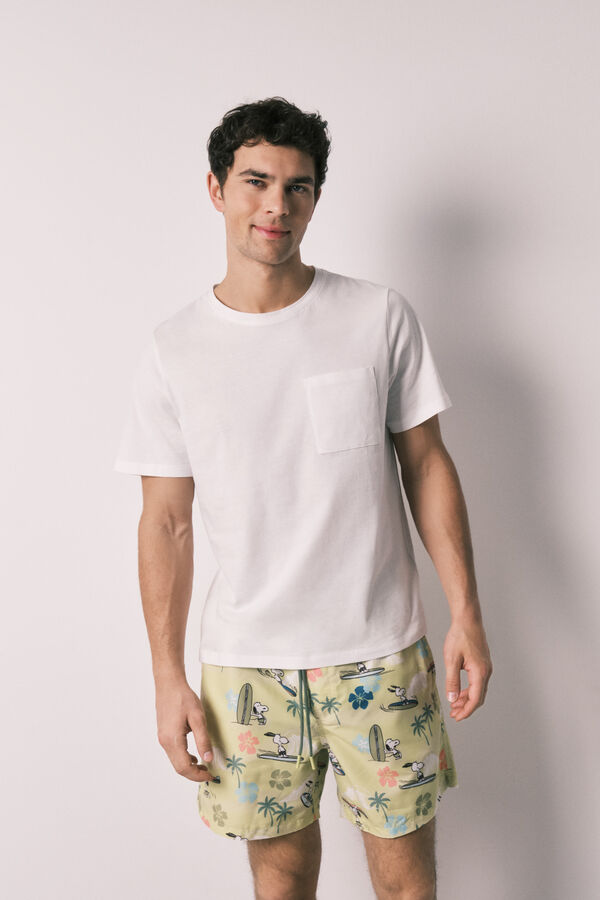 Women'secret Mu&scaron;ki kupaći kostim sa tropskim Snoopy printom Zelena