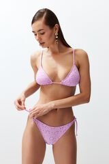 Trendyol Conjunto de bikini triangular brocado rosa