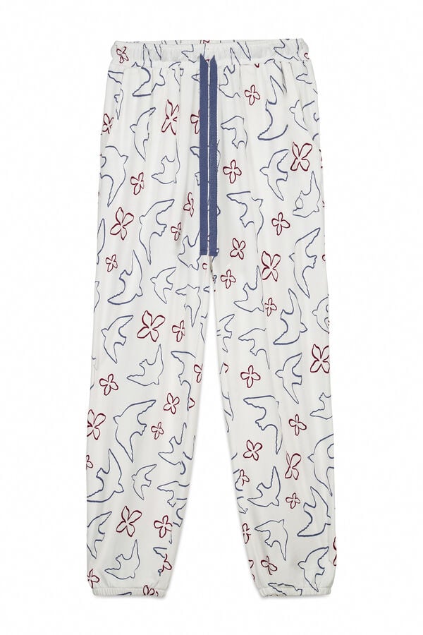 Women'secret Bele duge pantalone sa printom ptica Print