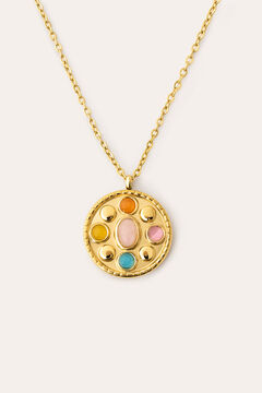 Singularu Collar Medallion Five Stones Acero Ba&ntilde;o Oro