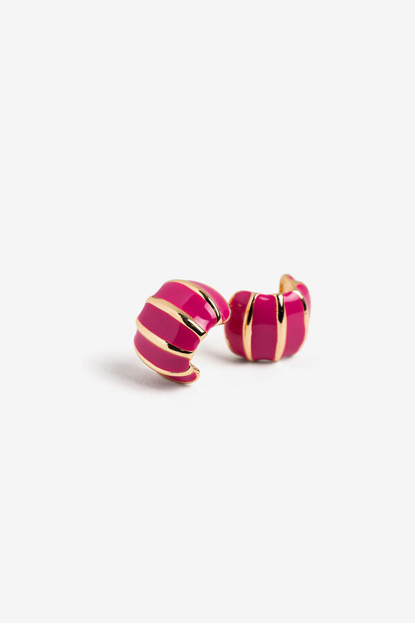 Vilanova Curved Enameled Earrings pink
