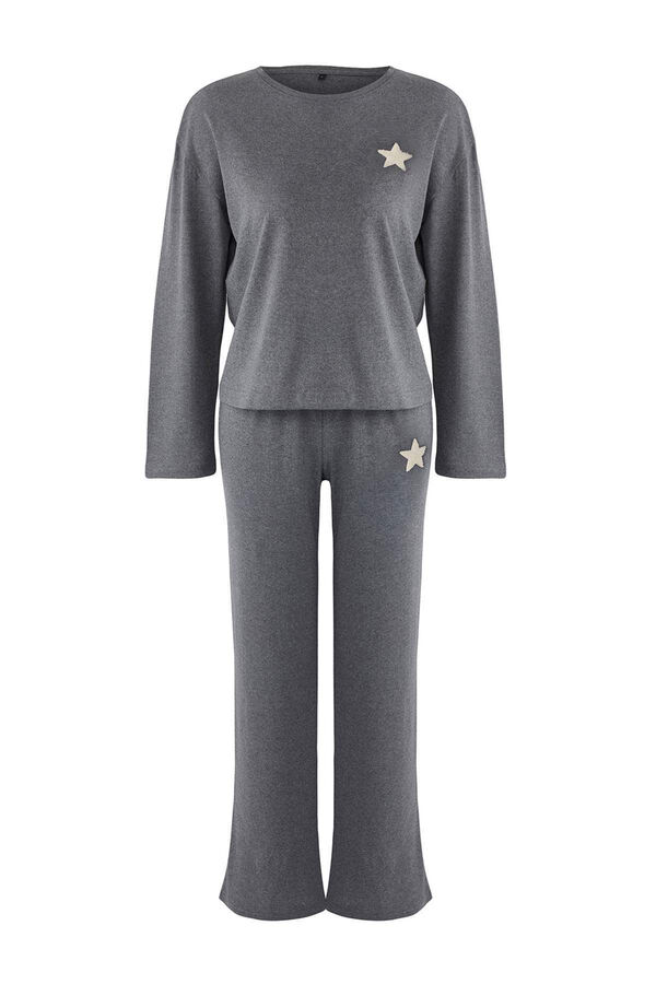 Trendyol Pyjamas set with embroidered stars in anthracite  Siva