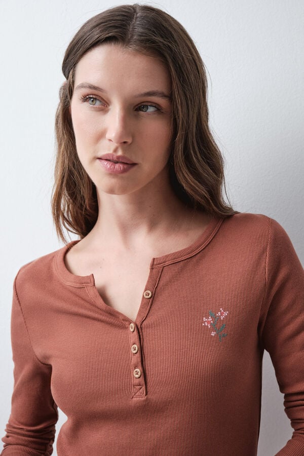 Women'secret Braon majica dugih rukava Braon