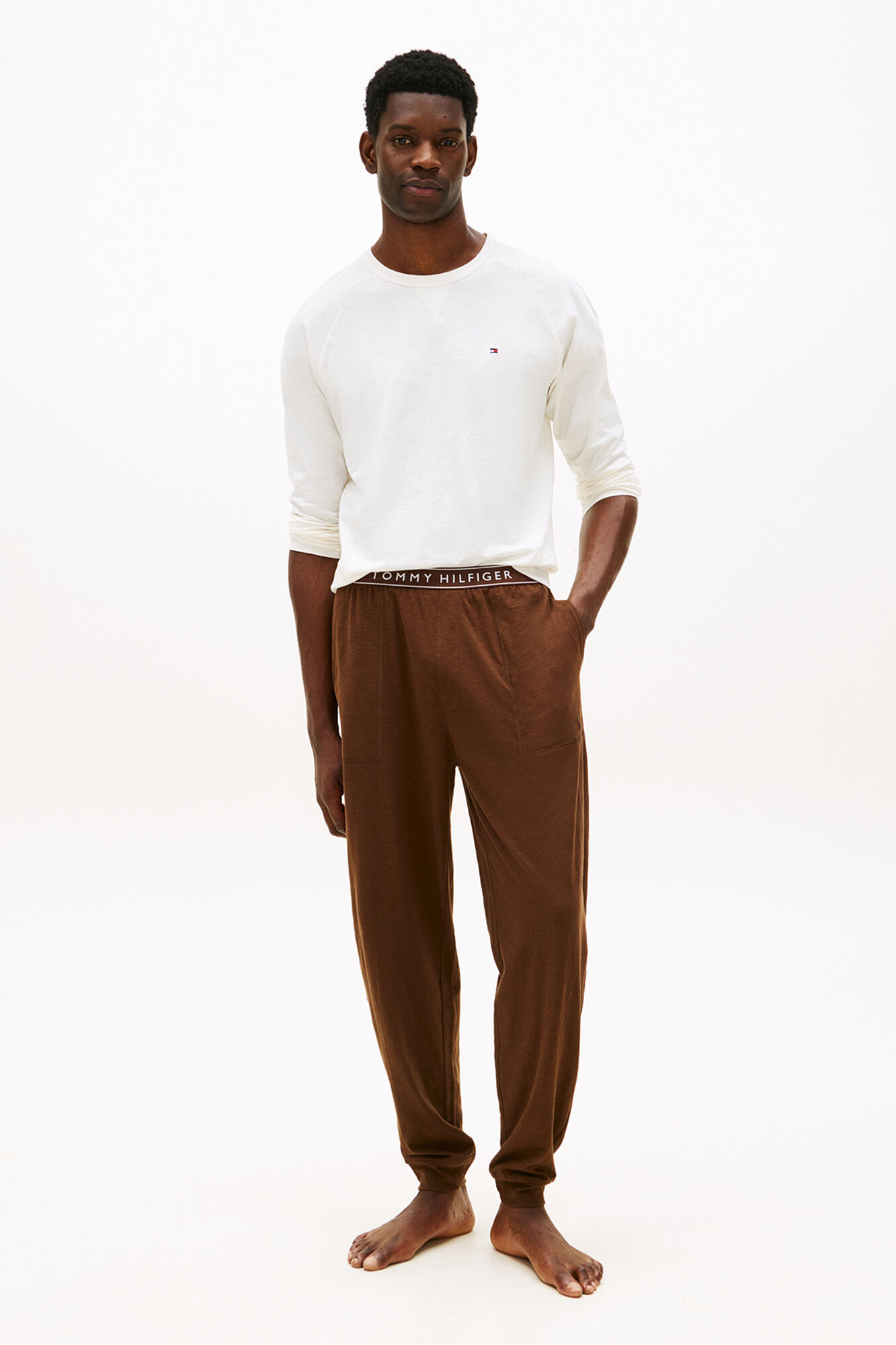 Tommy Hilfiger Pijama largo punto con logo en la cintura