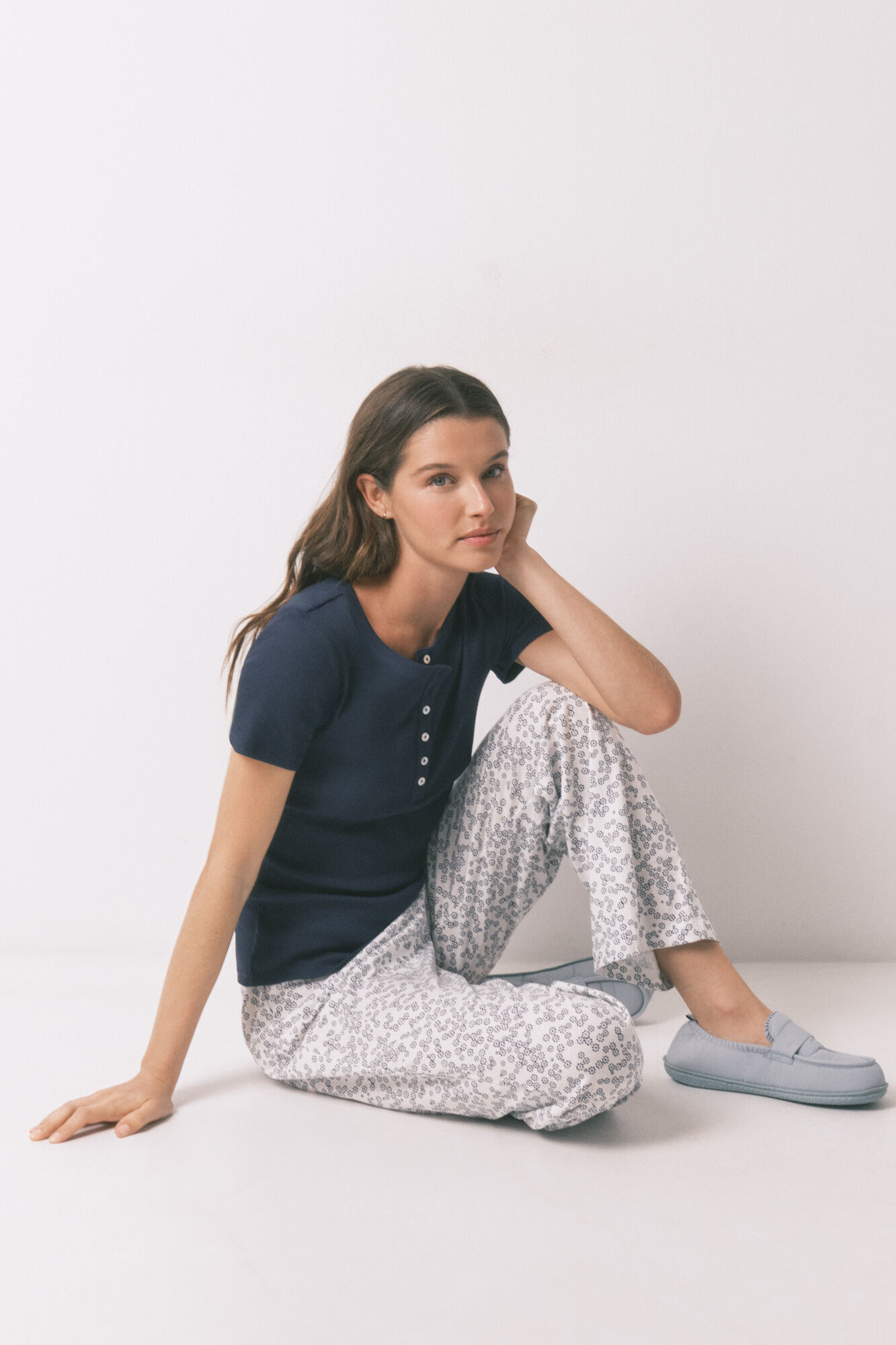 Women'secret Pamučne duge pantalone sa cvetnim printom