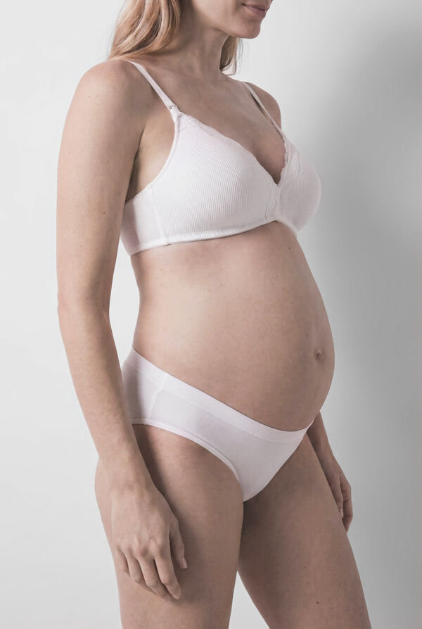 Women'secret Beli pamučni trouglasti grudnjak za materinstvo CHARMING Bela