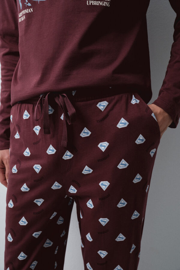 Women'secret Bordo pamučna duga pidžama Superman Bordo