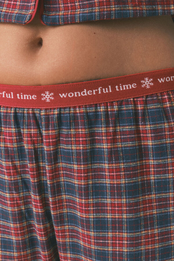 Women'secret Ko&scaron;ulja pidžama od 100% pamuka sa kariranim uzorkom Plava