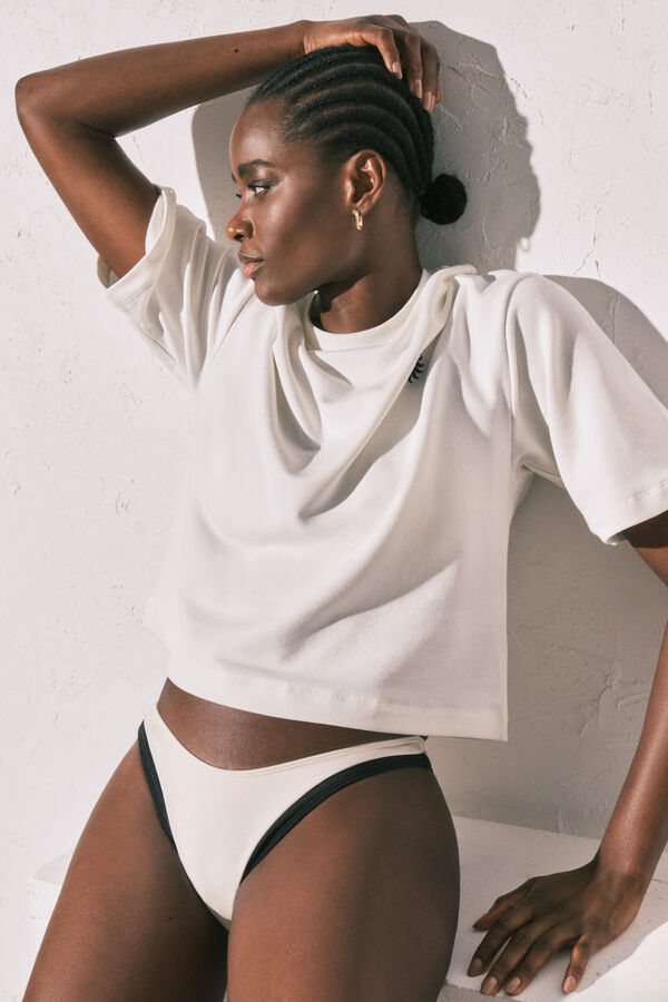 Women'secret Crno-bele color block brazilske gaćice Bež