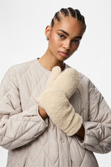 Pieces Luvas de pel&uacute;cia bege