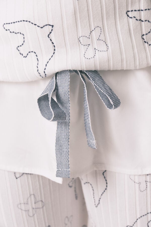 Women'secret Bela duga rebrasta pidžama sa printom ptica Print