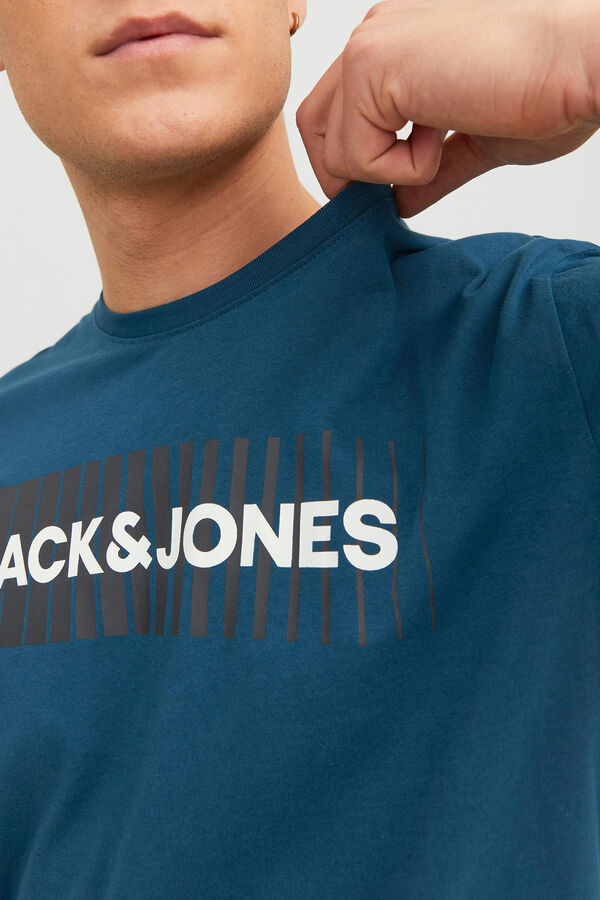 Jack & Jones Camiseta manga corta algod&oacute;n org&aacute;nico print logo azul